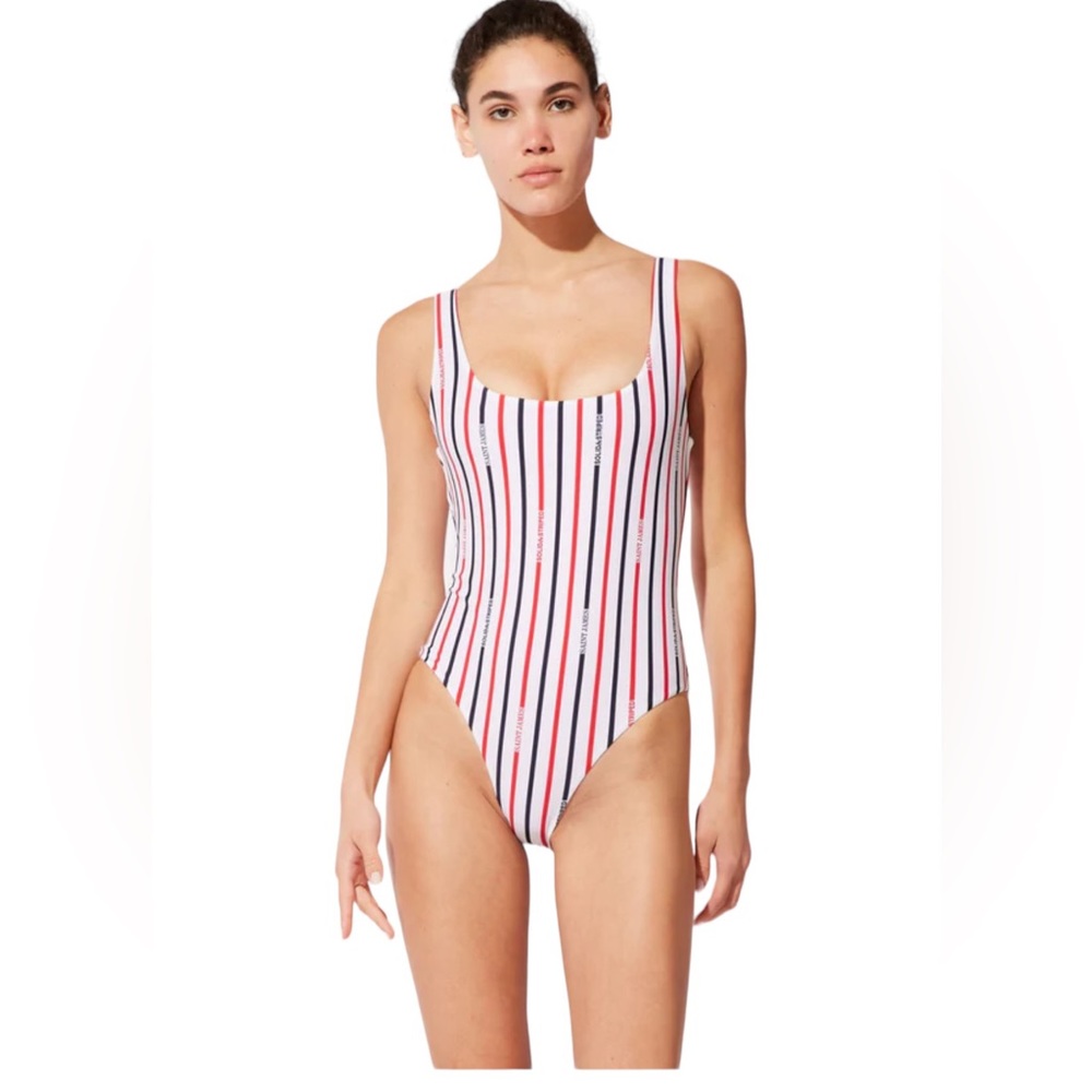Saint James x Solid & Striped One Piece Swimsuit Striped Red/Navy Reversible XS